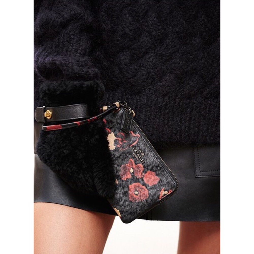 Coach Floral Saffiano Leather Wristlet